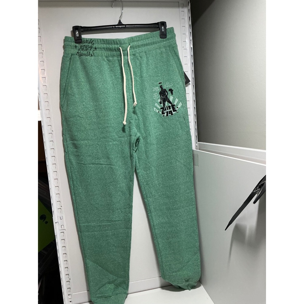 Roots of Fight Muhammad Ali Rumble Zaire 74 Green Sweatpants Mens L NEW
